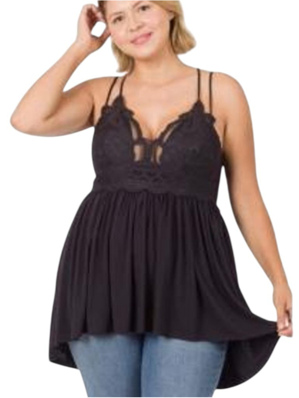 ZENANA Black Lace Cami Large
